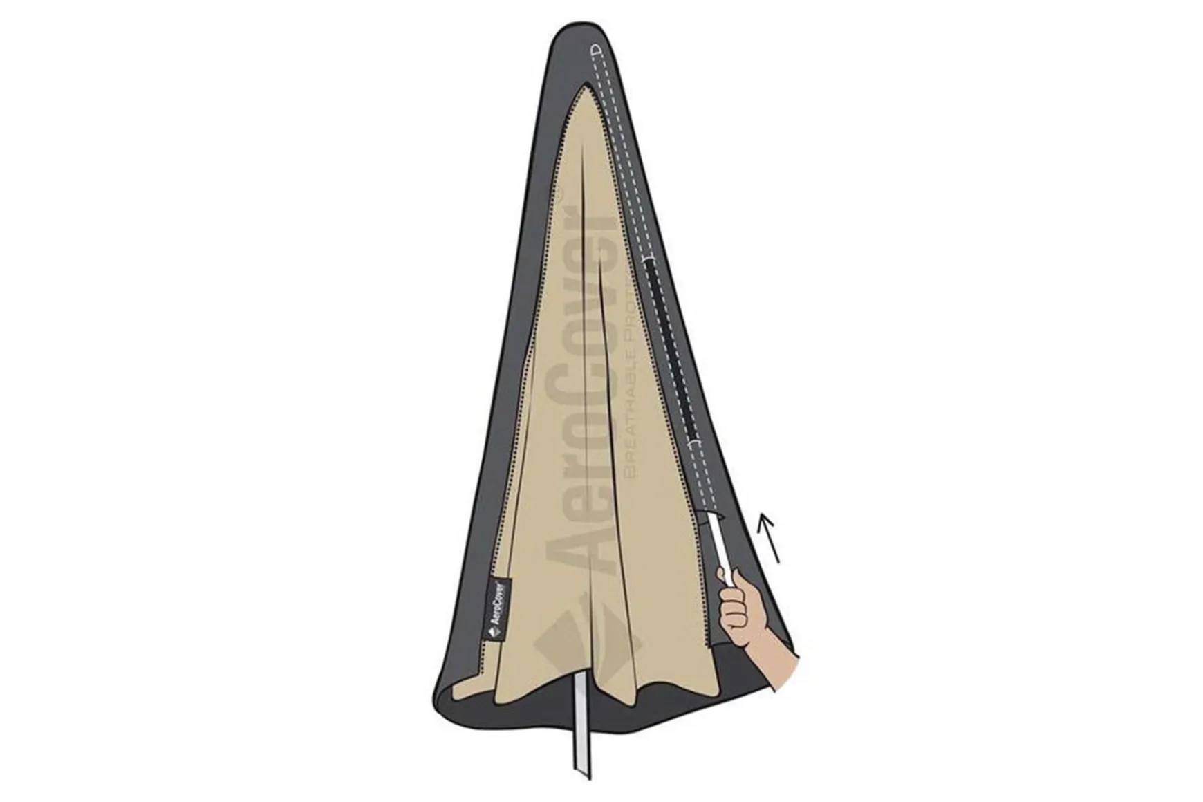 Perfect Shadow Ultra Eclipse Zweefparasol - 4x3m. - Latte/Soft Sand met ingraafvoet en hoes