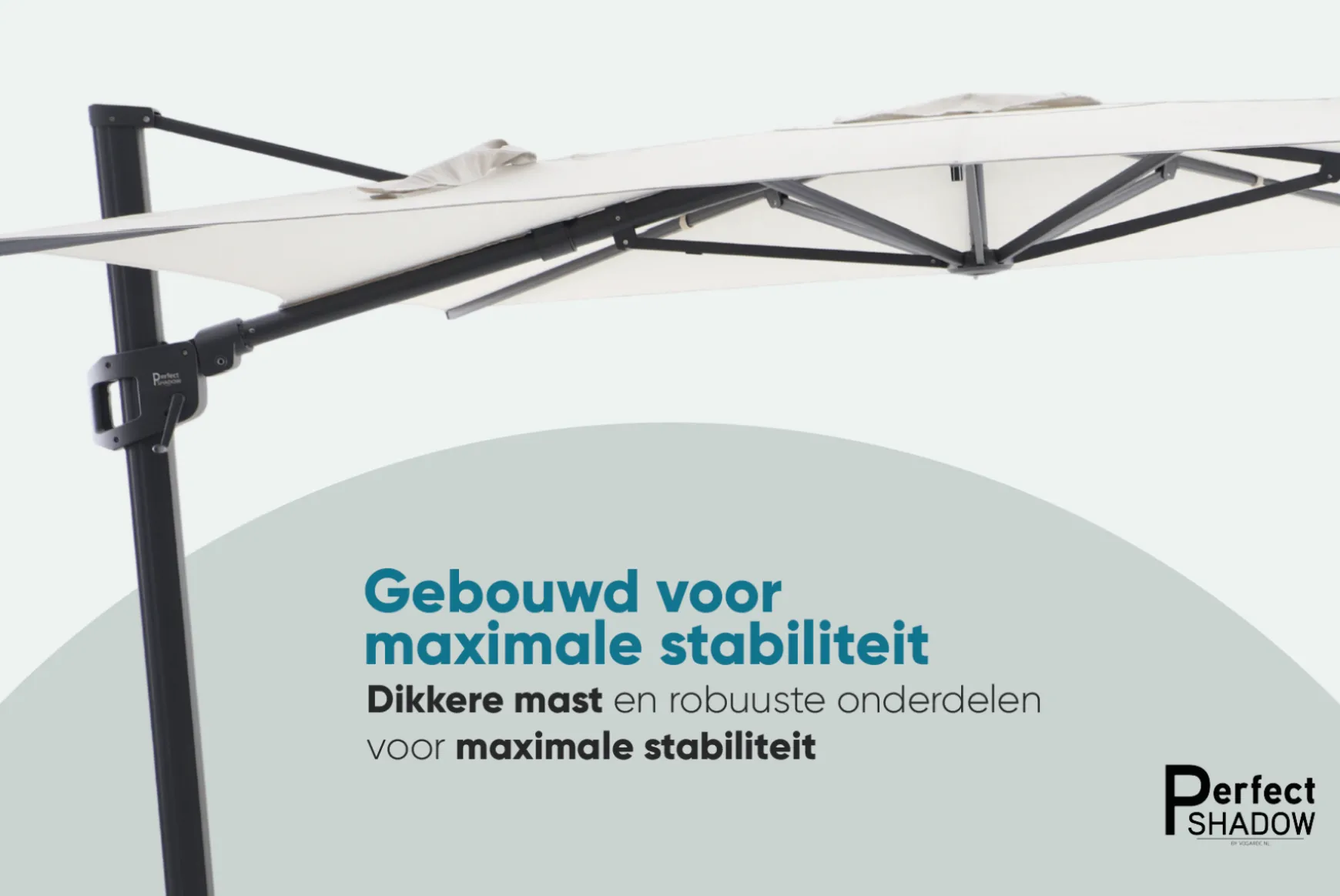 Perfect Shadow Ultra Eclipse Zweefparasol - 4x3m. - Latte/Soft Sand met ingraafvoet en hoes