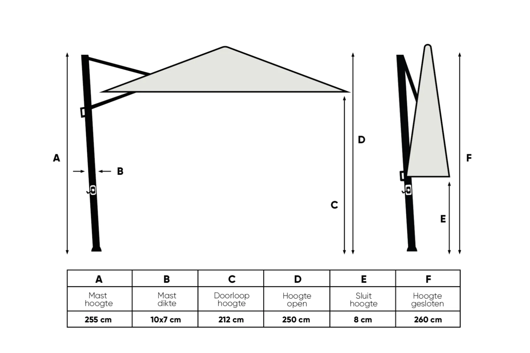 Perfect Shadow Ultra Eclipse Zweefparasol - 4x3m. - Latte/Soft Sand met ingraafvoet en hoes