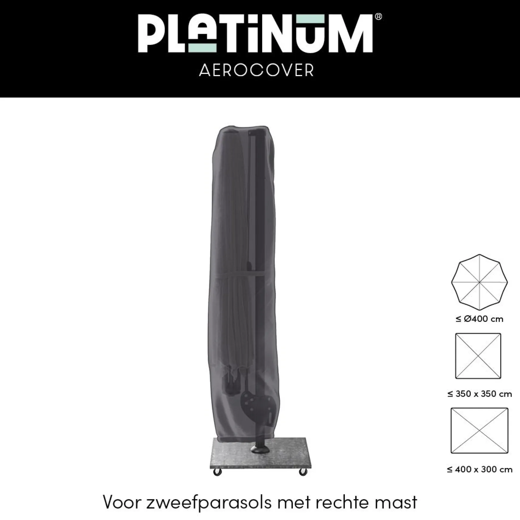 Perfect Shadow Ultra Eclipse Zweefparasol - 4x3m. - Latte/Soft Sand met ingraafvoet en hoes