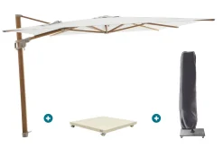 Perfect Shadow Ultra Eclipse Zweefparasol - 4x3m. - Woodlook/Soft Sand met Murcia voet en hoes