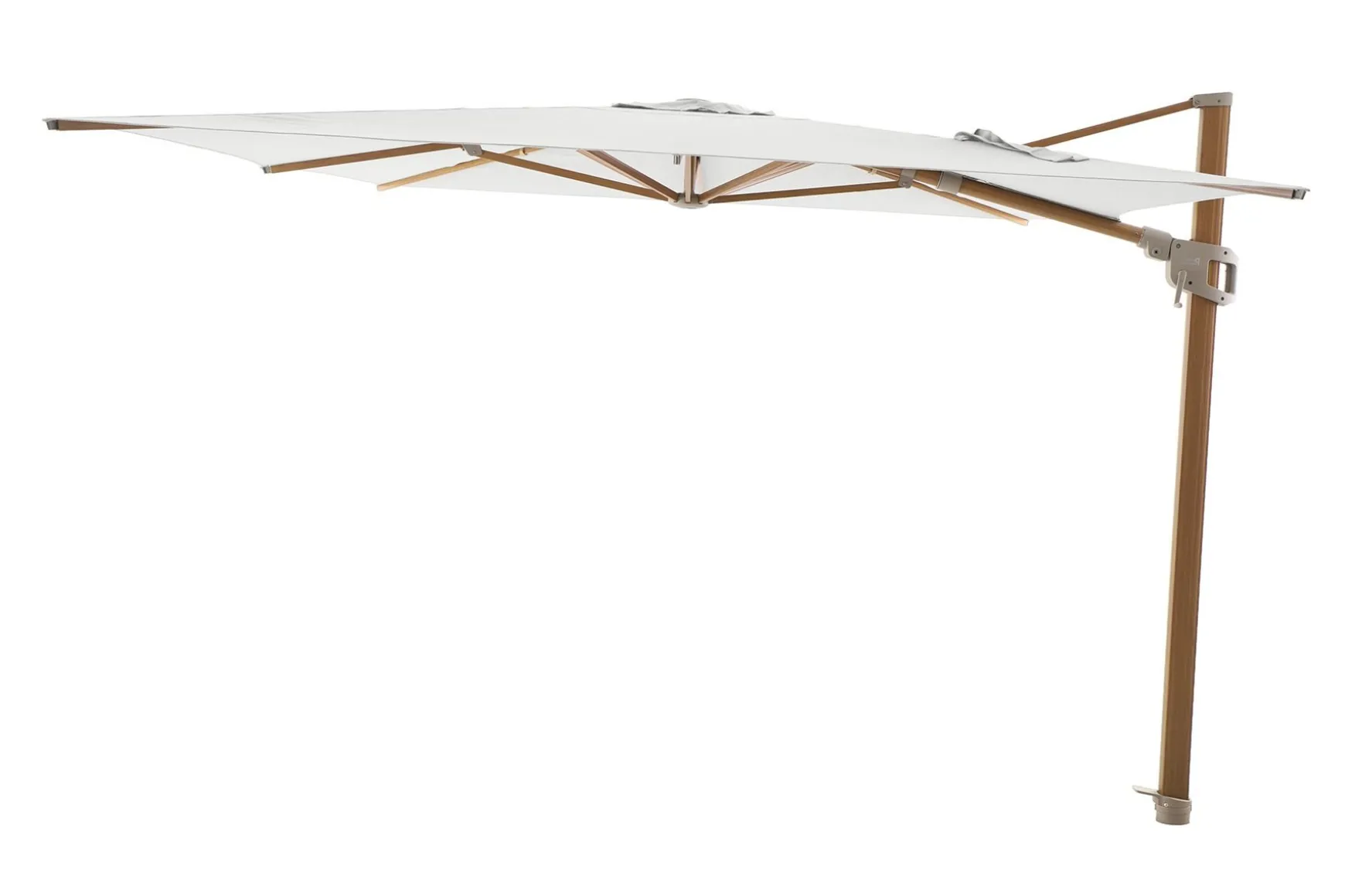 Perfect Shadow Ultra Eclipse Zweefparasol - 4x3m. - Woodlook/Soft Sand met Murcia voet en hoes