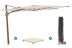 Perfect Shadow Ultra Eclipse Zweefparasol - 4x3m. - Woodlook/Urban Taupe met Murcia voet en hoes