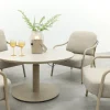 Pisa/Aversa 4-persoons ronde verstelbare low-dining tuinset Ø120 cm. - Latte