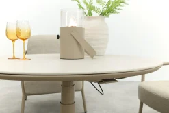 Pisa/Aversa 4-persoons ronde verstelbare low-dining tuinset Ø120 cm. - Latte