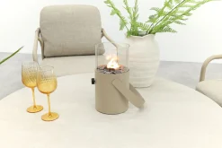 Pisa/Aversa 4-persoons ronde verstelbare low-dining tuinset Ø120 cm. - Latte