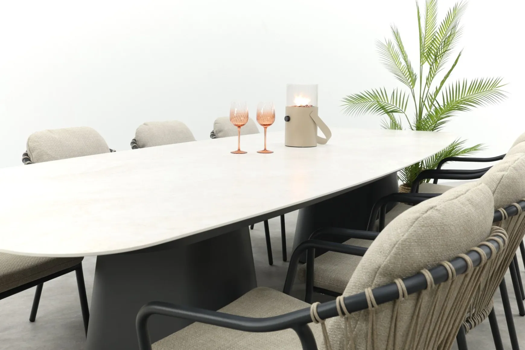 Pisa/GI Denver 8-persoons Deens ovale tuinset 320x120 cm. - Royal Grey