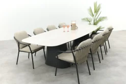 Pisa/GI Denver 8-persoons Deens ovale tuinset 320x120 cm. - Royal Grey
