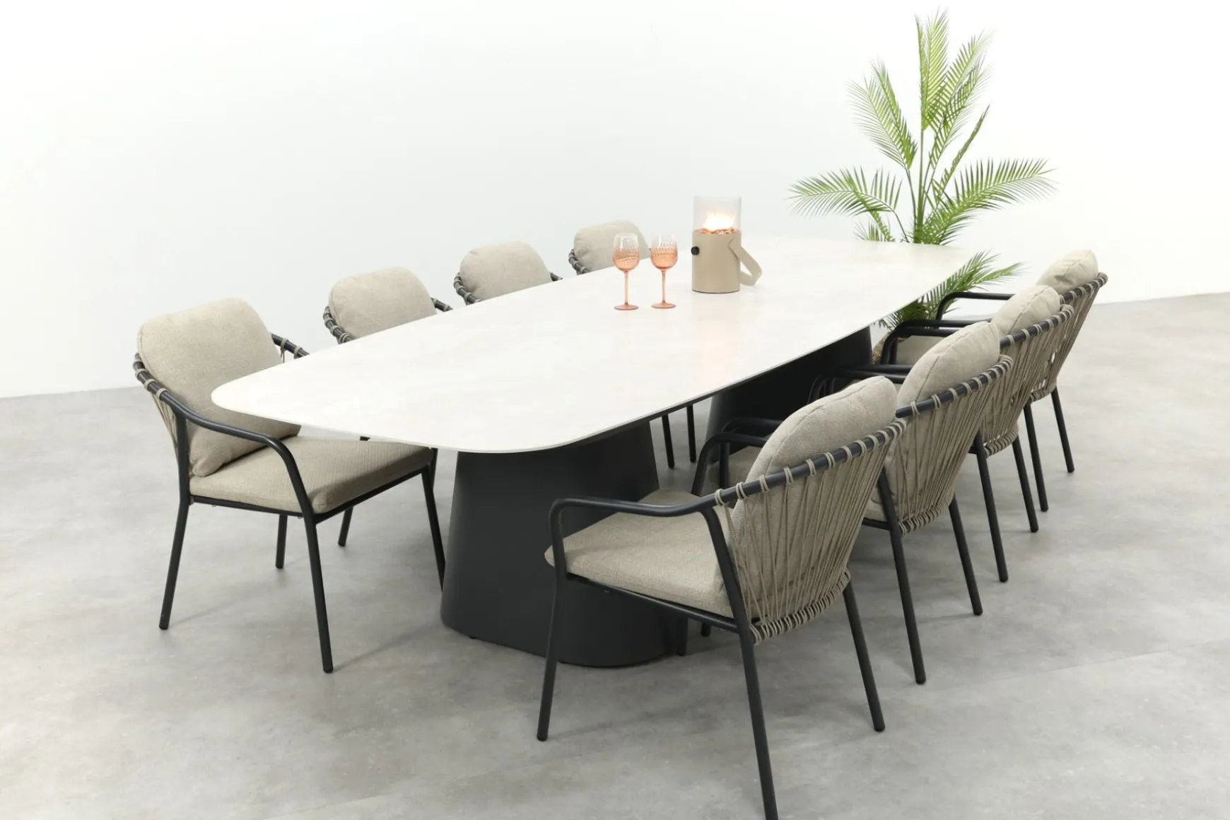 Pisa/GI Denver 8-persoons Deens ovale tuinset 320x120 cm. - Royal Grey