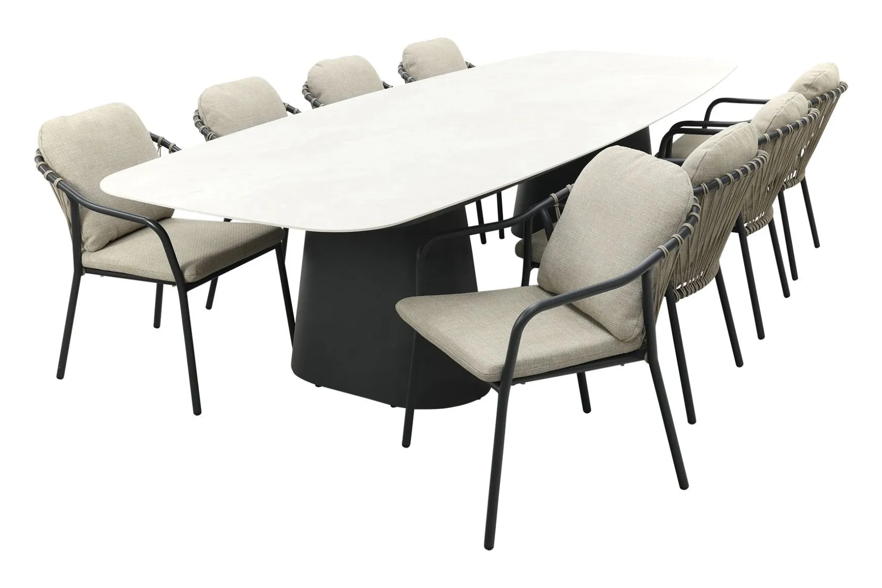 Pisa/GI Denver 8-persoons Deens ovale tuinset 320x120 cm. - Royal Grey