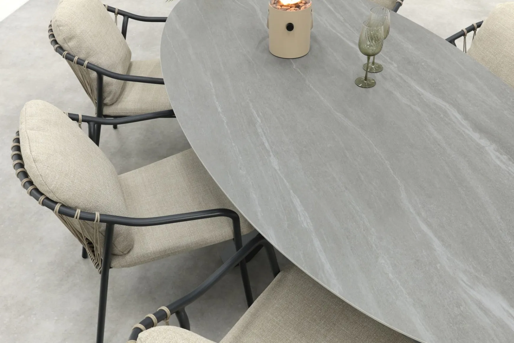 Pisa/GI Scotland 6-persoons ovale tuinset 230x115 cm. - Royal Grey