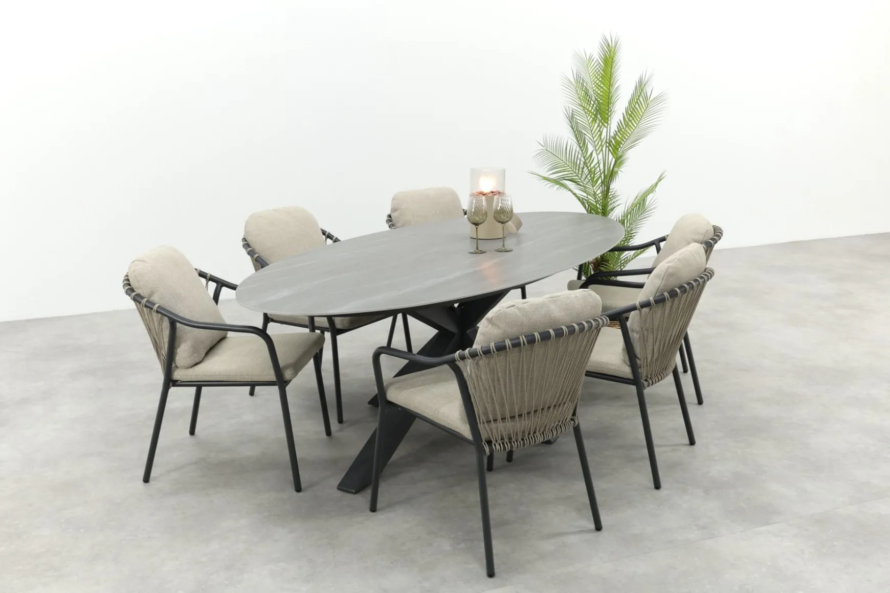 Pisa/GI Scotland 6-persoons ovale tuinset 230x115 cm. - Royal Grey
