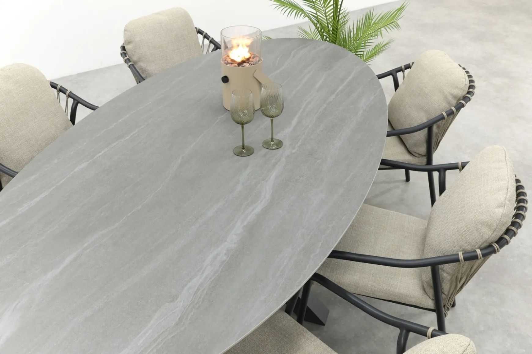 Pisa/GI Scotland 6-persoons ovale tuinset 230x115 cm. - Royal Grey