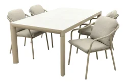 Pisa/Kings 4-persoons rope tuinset 180x100 cm. - Latte