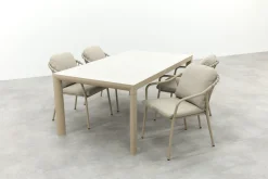 Pisa/Kings 4-persoons rope tuinset 180x100 cm. - Latte