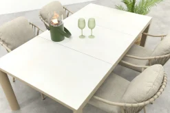 Pisa/Kings 4-persoons rope tuinset 180x100 cm. - Latte