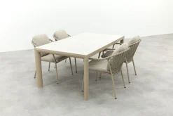 Pisa/Kings 4-persoons rope tuinset 180x100 cm. - Latte