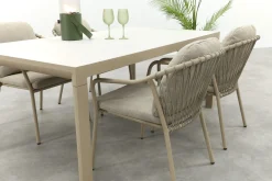 Pisa/Kings 4-persoons rope tuinset 180x100 cm. - Latte