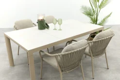 Pisa/Kings 4-persoons rope tuinset 180x100 cm. - Latte
