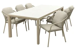 Pisa/Kings rope tuinset voor 6 personen 220x100 cm. - Latte