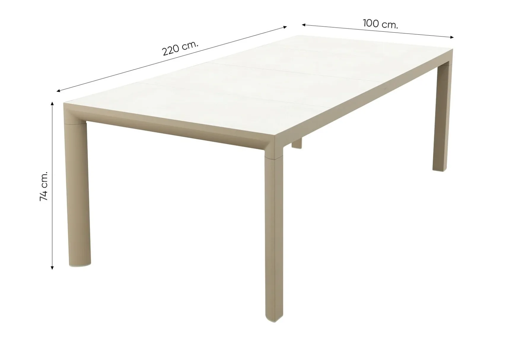 Pisa/Kings rope tuinset voor 6 personen 220x100 cm. - Latte