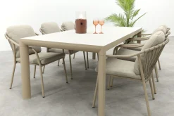 Pisa/Kings rope tuinset voor 6 personen 220x100 cm. - Latte