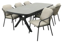 Pisa/Ponto rope tuinset voor 6 personen 220x100 cm. - Antraciet