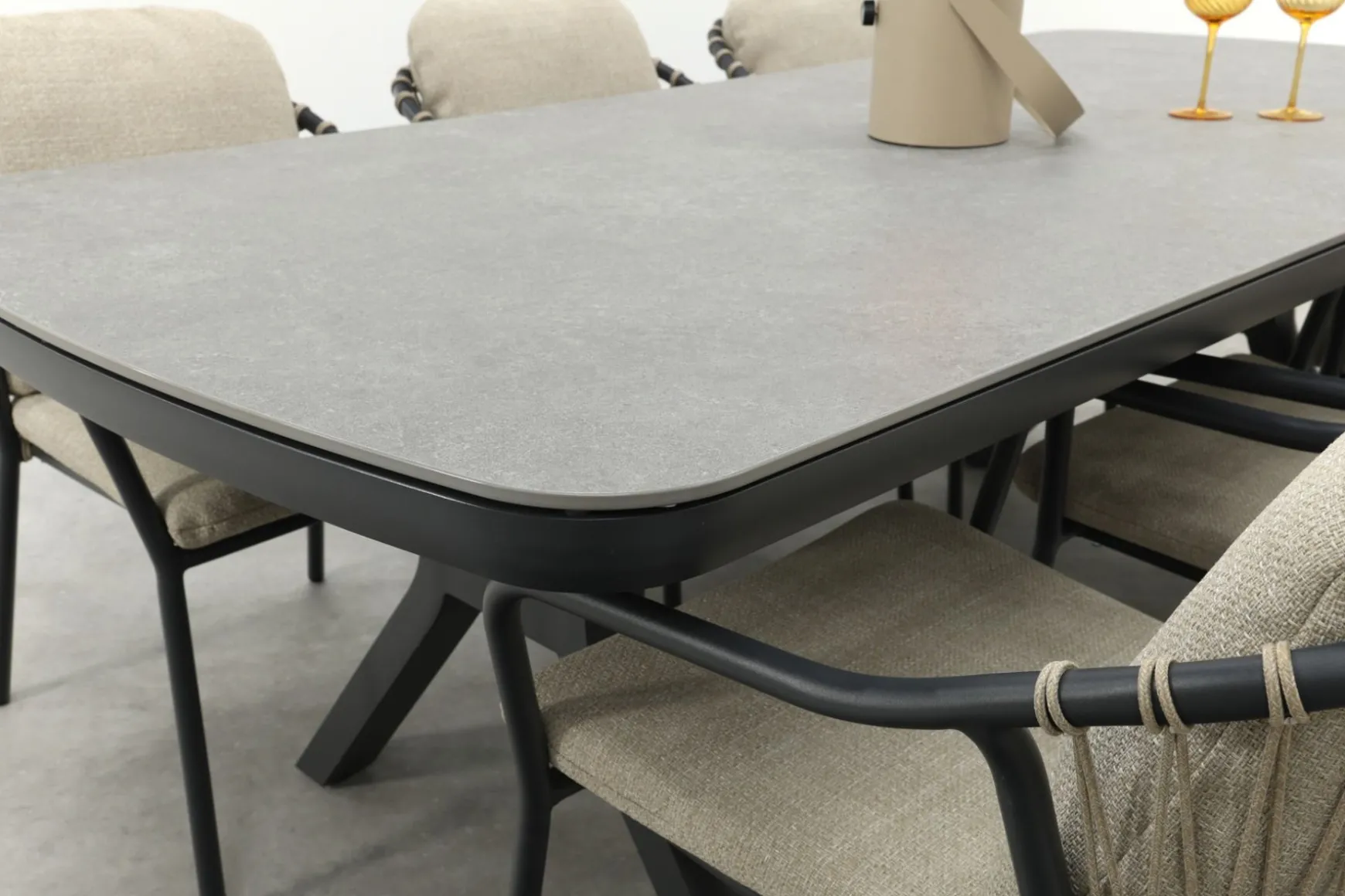 Pisa/Ponto rope tuinset voor 6 personen 220x100 cm. - Antraciet