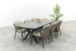 Pisa/Ponto rope tuinset voor 6 personen 220x100 cm. - Antraciet