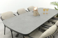 Pisa/Ponto rope tuinset voor 6 personen 220x100 cm. - Antraciet