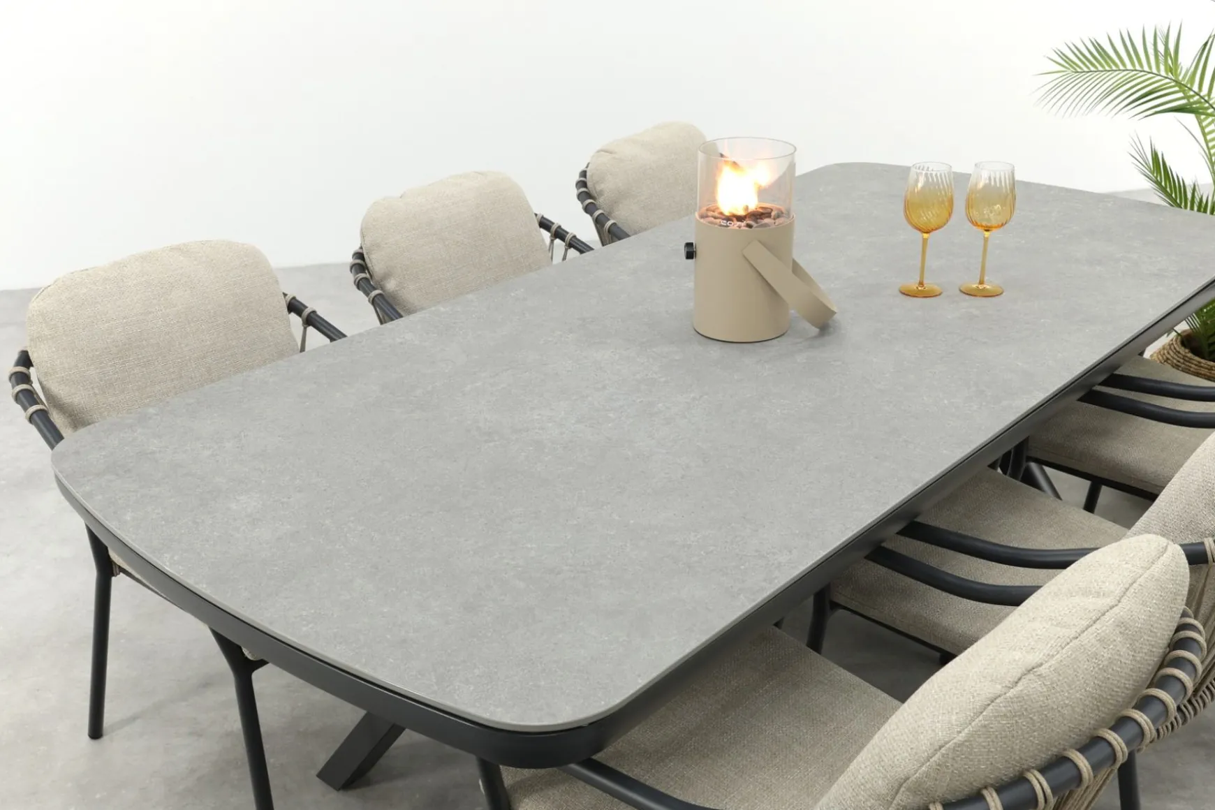 Pisa/Ponto rope tuinset voor 6 personen 220x100 cm. - Antraciet