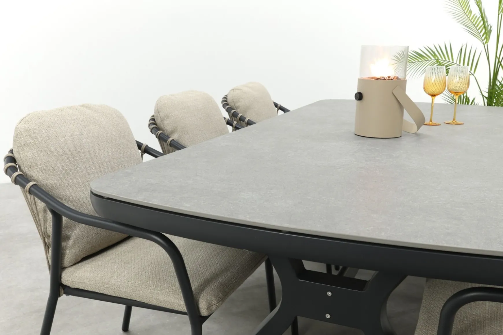 Pisa/Ponto rope tuinset voor 6 personen 220x100 cm. - Antraciet