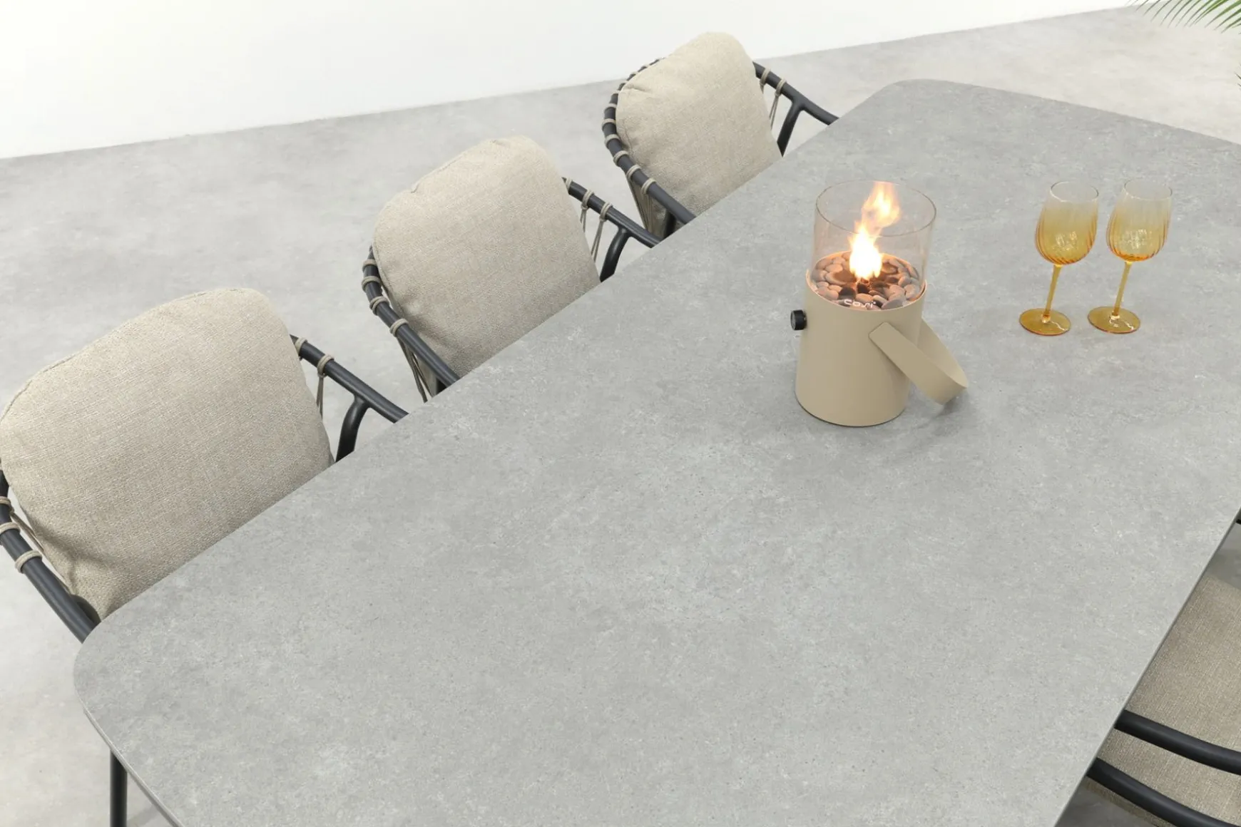 Pisa/Ponto rope tuinset voor 6 personen 220x100 cm. - Antraciet