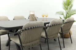 Pisa/Ponto rope tuinset voor 6 personen 220x100 cm. - Antraciet
