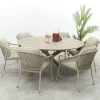 Pisa/Prado 6-persoons ronde dining tuinset Ø160 cm. - Latte