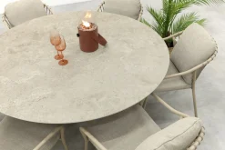 Pisa/Prado 6-persoons ronde dining tuinset Ø160 cm. - Latte