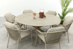 Pisa/Prado 6-persoons ronde dining tuinset Ø160 cm. - Latte