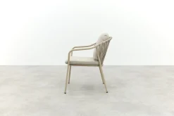 Pisa/Prado 4-persoons ronde dining tuinset Ø130 cm. - Latte