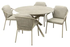 Pisa/Prado 4-persoons ronde dining tuinset Ø130 cm. - Latte