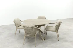 Pisa/Prado 4-persoons ronde dining tuinset Ø130 cm. - Latte