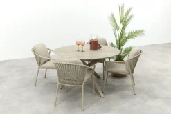 Pisa/Prado 4-persoons ronde dining tuinset Ø130 cm. - Latte
