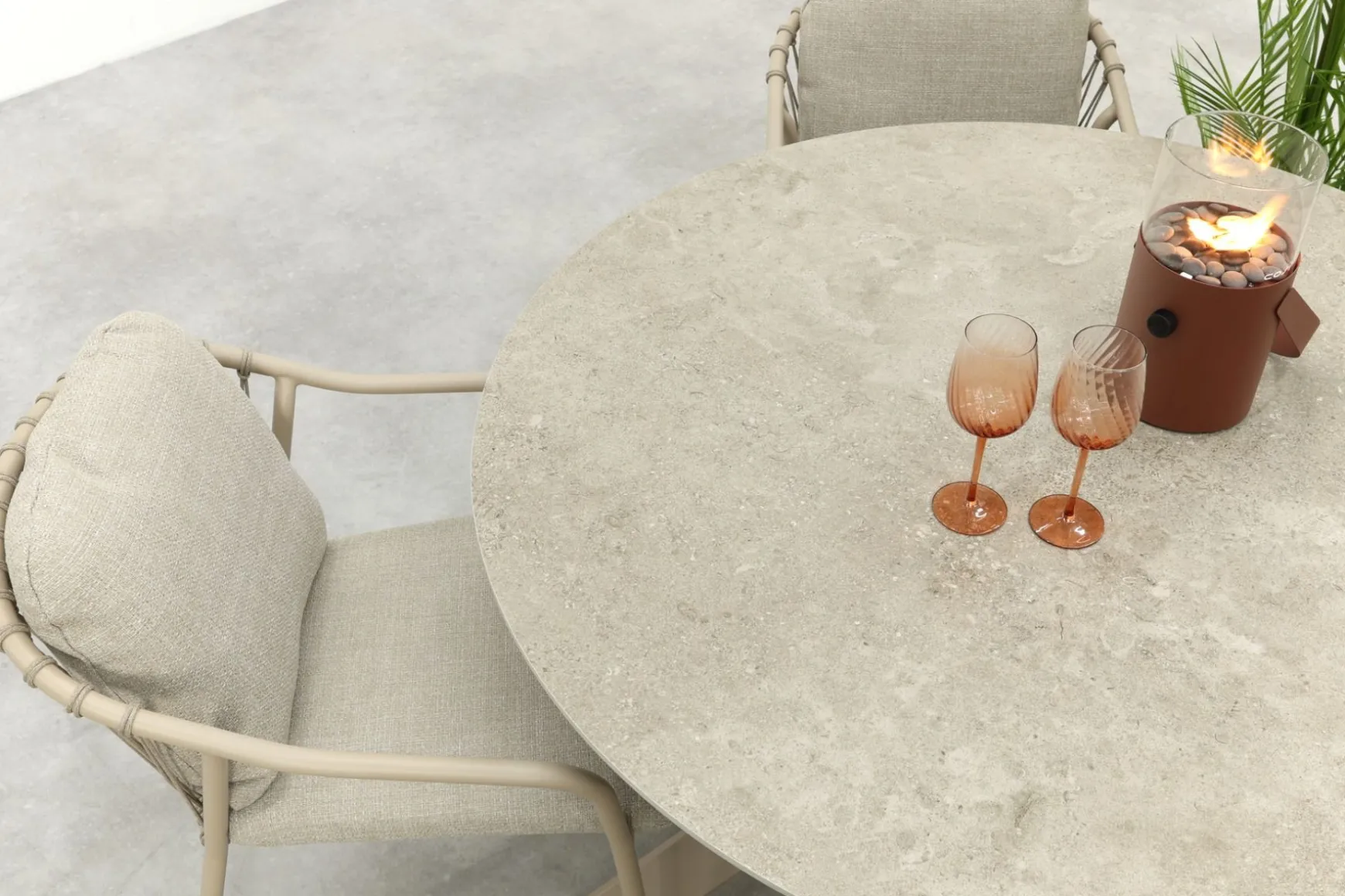 Pisa/Prado 4-persoons ronde dining tuinset Ø130 cm. - Latte