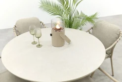 Pisa/Rodez 4-persoons tuinset Ø120 cm. - Latte