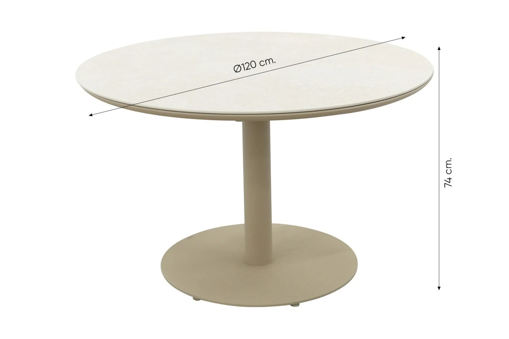 Pisa/Rodez 4-persoons tuinset Ø120 cm. - Latte