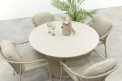 Pisa/Rodez 4-persoons tuinset Ø120 cm. - Latte