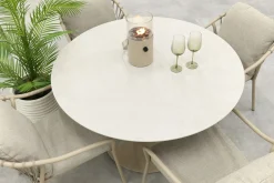 Pisa/Rodez 4-persoons tuinset Ø120 cm. - Latte