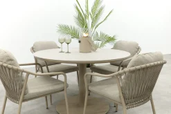 Pisa/Rodez 4-persoons tuinset Ø120 cm. - Latte