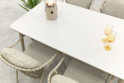 Pisa/Sofia rope dining tuinset voor 4 personen 160x90 cm. - Latte