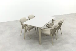 Pisa/Sofia rope dining tuinset voor 4 personen 160x90 cm. - Latte