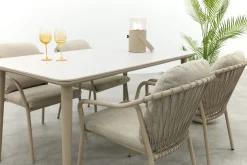 Pisa/Sofia rope dining tuinset voor 4 personen 160x90 cm. - Latte